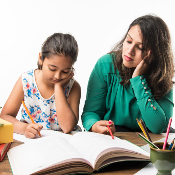 Mother and Child doing school work
