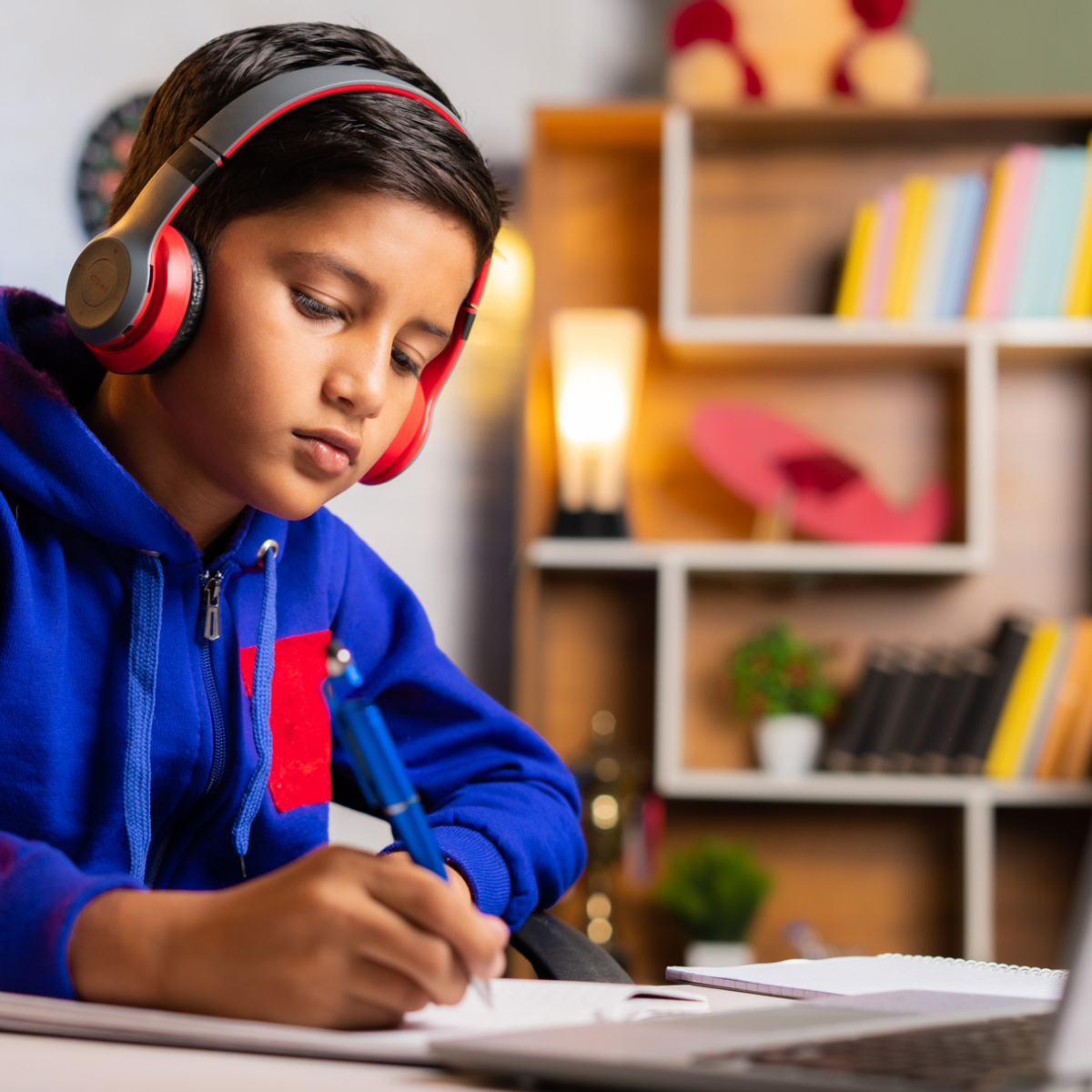 A school student studying