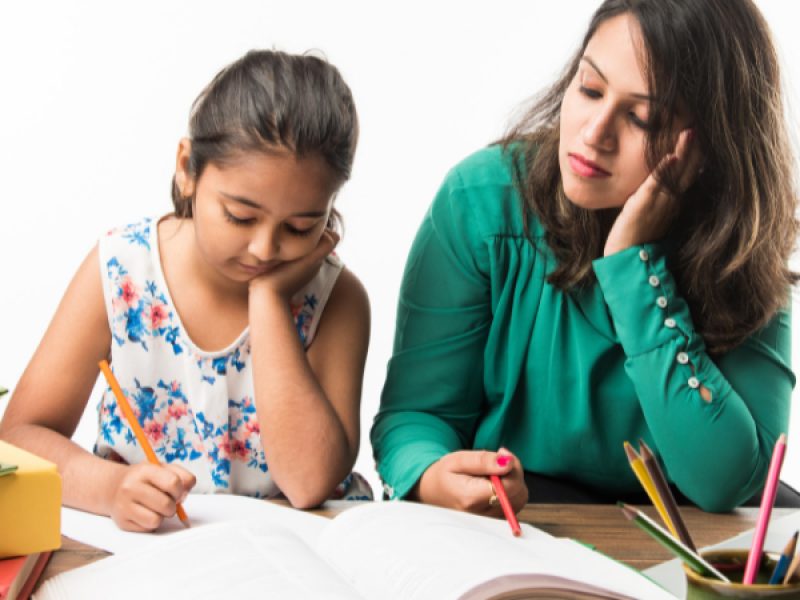 Mother and Child doing school work